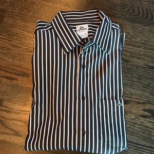 Lacoste black and white striped shirt